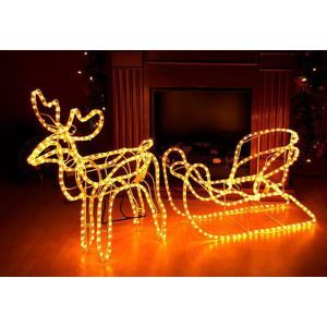 Svetelná dekorácia vianočný sob - 140 cm, teple biely