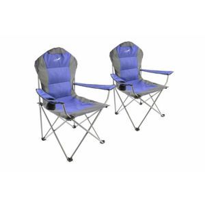Set skladacia kempingová rybárska stolička Divero Deluxe 2 kusy - modro / sivá