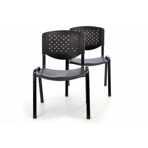 Garthen 40750 Sada 2 ks stohovateľné plastové kancelárske stoličky - čierna