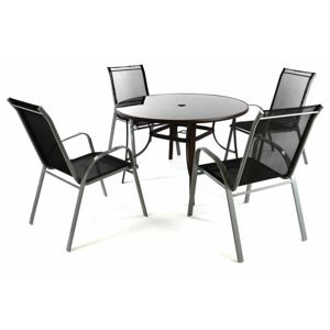 Záhradný set - 4 stoličky a stôl - čierna