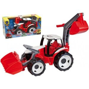 Traktor se lžící a bagrem plast červeno-bílý 65cm v krabici od 3 let