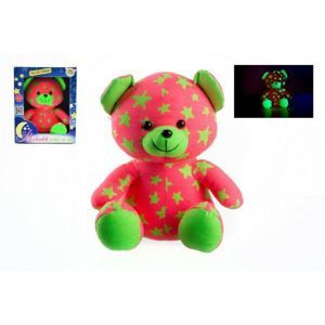 TEDDIES Medvídek plyšový svítící ve tmě růžová / Zelená