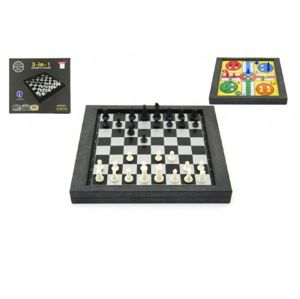 Soubor her 3v1 magnetické šachy+dáma+člověče, nezlob se v krabici 26x23x3cm