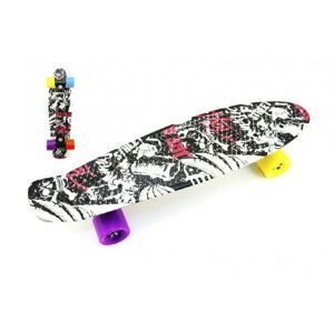 Skateboard - pennyboard 60cm nosnost 90kg černo-červený,černé osy kov, kola mix barev
