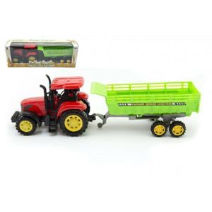 Teddies Traktor s vlekem plast 35 cm na setrvačník v krabici