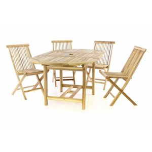 Záhradný set DIVERO z teakového dreva - stôl + 4 stoličky