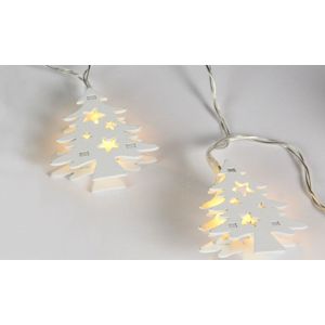 Vianočná dekoratívna reťaz HOLZ - biely stromček - 10 LED
