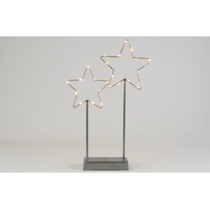 Vianočná LED dekorácia - kovové hviezdy - 25 LED sivá
