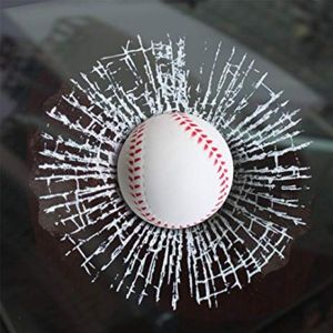 3D Samolepka - rozbité sklo - baseballová loptička