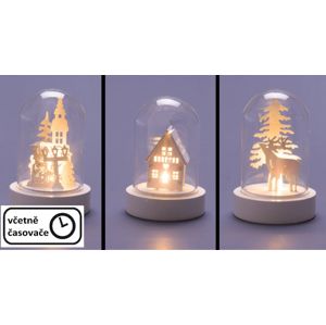 Vianočná svietiaca dekorácia - sklenená kupola, 3 ks