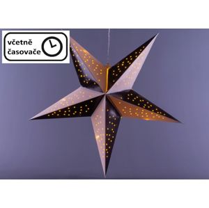 Vianočná dekorácia hviezda s časovačom - 10 LED čierno-biela