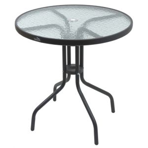 Záhradný kovový stôl so sklenenou doskou - 70 cm