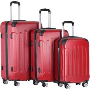 Sada cestovných kufrov 3-dielna, tvrdý plast, červená