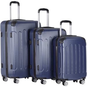Sada cestovných kufrov 3-dielna, tvrdý plast, tmavomodrá
