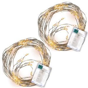 Nexos 74574 osvetlenie- strieborný drôt, 64 LED, teplá biela, 2 ks