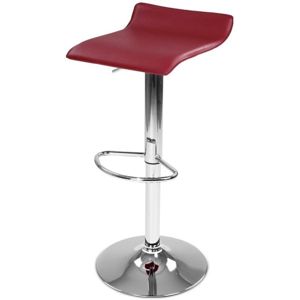 Barová stolička z umelej kože, tmavočervená