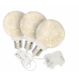 Vianočná dekorácie žiarovka, 3 ks, 40 LED, teplá biela