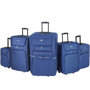 Sada cestovných kufrov na kolieskach, 5-dielna, modrá