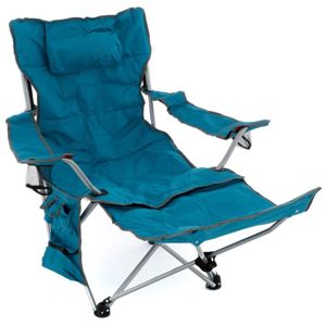 Divero 76013 Kempingová stolička s odnímateľnou podnožkou, modrá