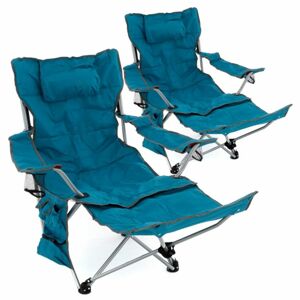 Divero 77573 Sada 2 ks kempingových stoličiek s podnožkou, modrá