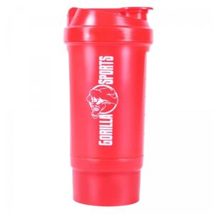 Gorilla Sports Shaker s priehradkou, 500 ml červený