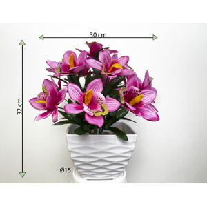 Umelá kvetina - orchidea v kvetináči - svetlo- ružová, 32 cm