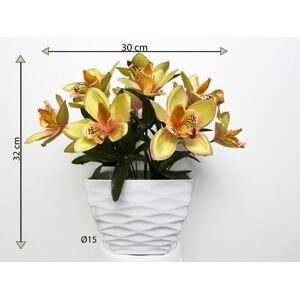 Umelá kvetina - orchidea v kvetináči - žltá, 32 cm