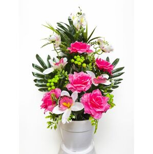 Umelá kvetina - ruža v kvetináči - svetlo- ružová, 62 cm