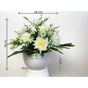 Umelá chryzantéma v kvetináči, biela, 30 cm