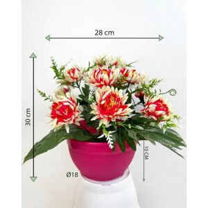 Umelá chryzantéma v kvetináči, ružovo- biela, 30 cm
