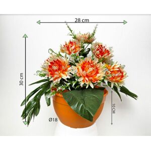 Umelá chryzantéma v kvetináči, oranžová, 30 cm