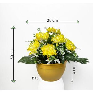 Umelá chryzantéma v kvetináči, žltá, 30 cm