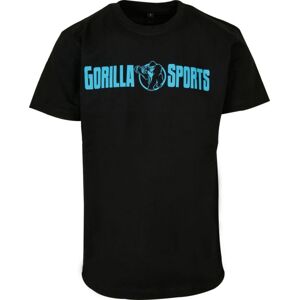 Gorilla Sports Športové tričko, čierno/neónovo tyrkysová, L