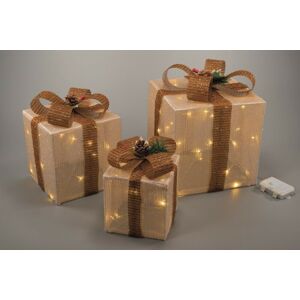 Nexos 90845 Vianočná LED dekorácia darček - 3 veľkosti, teple biela
